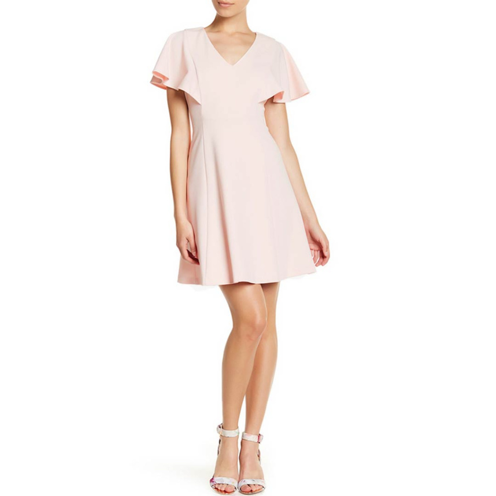 NEW-Calvin Klein Short Sleeve Flutter Sleeve Dress